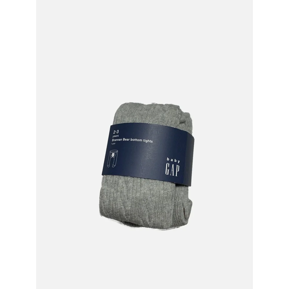 Baby Gap Gray Brannan Bear Bottom Tights‎ Ribbed Knit Size 2-3 Years NEW